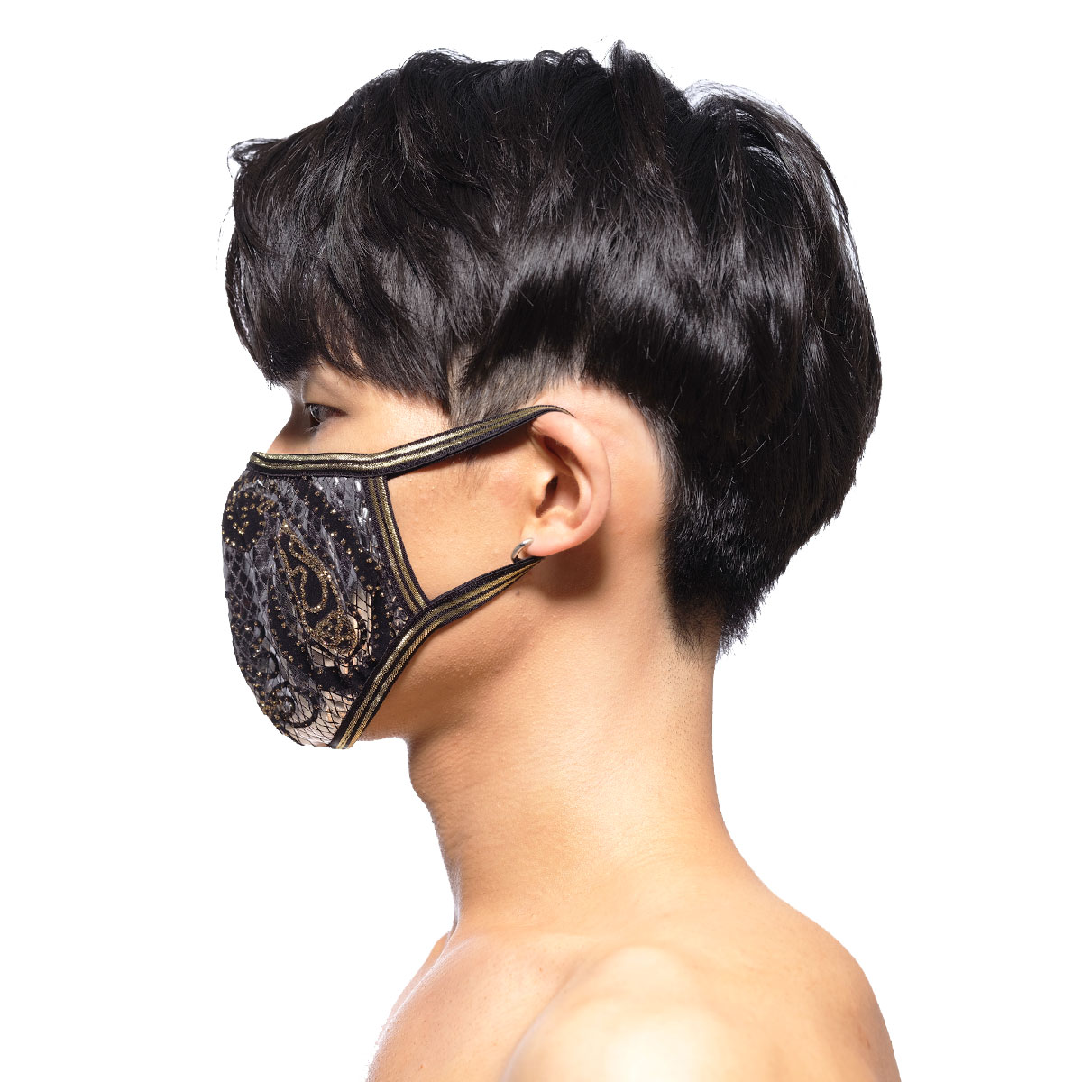 [M2W] Face Mask Metal Paisley Silver (0111-63)