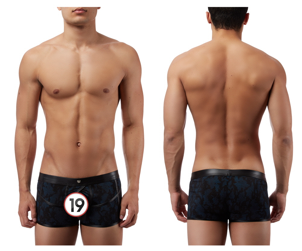 [Male Power] Strapped and Bound Strappy Short Boxer Briefs Black (134238)