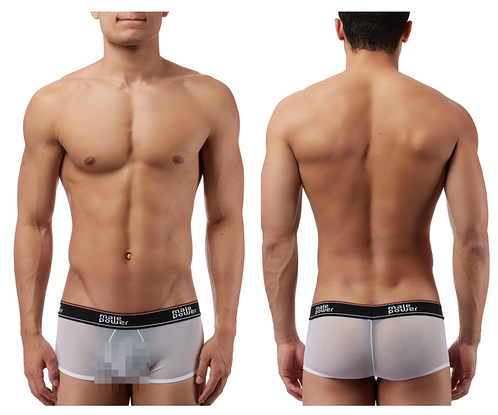 [Male Power] Branded Mesh Pouch Boxer Briefs White (145056)