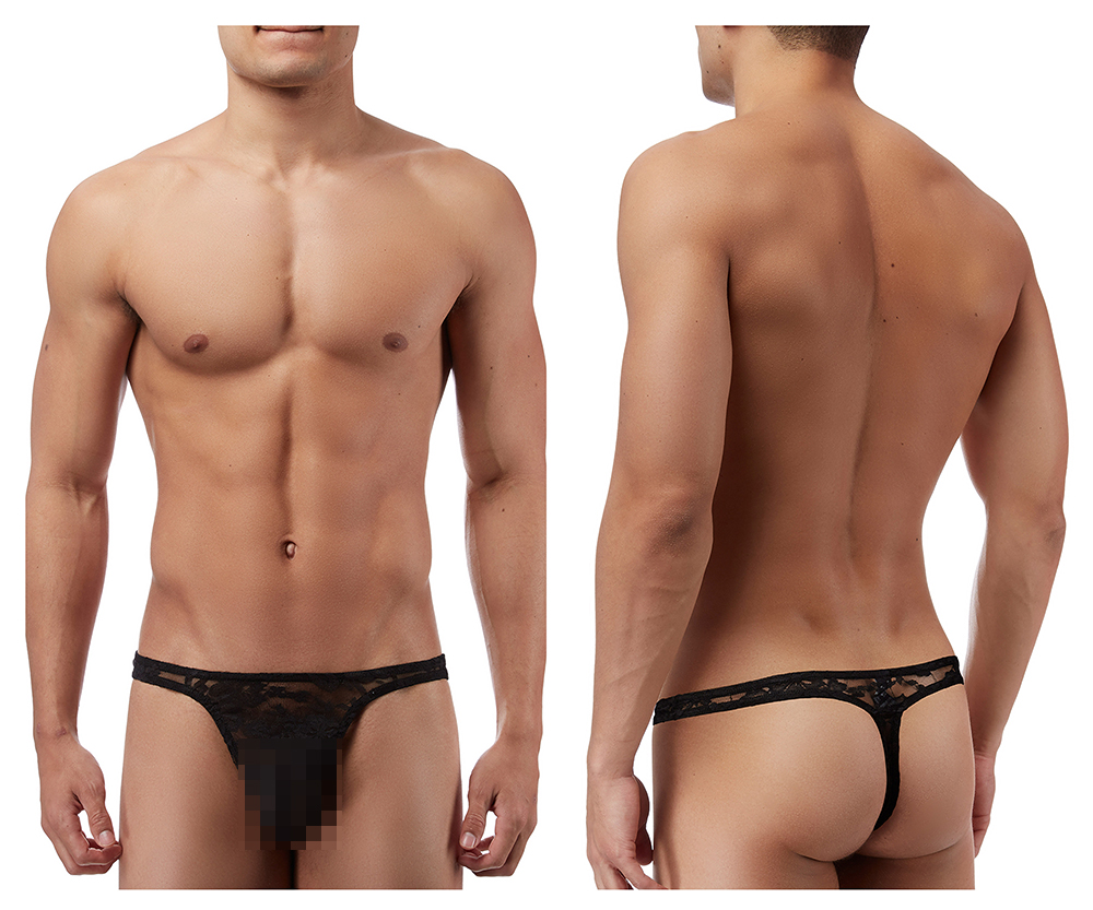 [Male Power] Stretch Lace Bong Thong Black (442162)