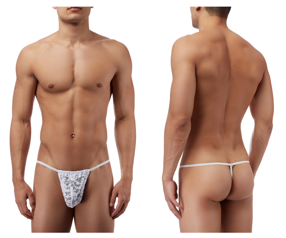 [Male Power] Stretch Lace Posing Strap Thong White (450162)