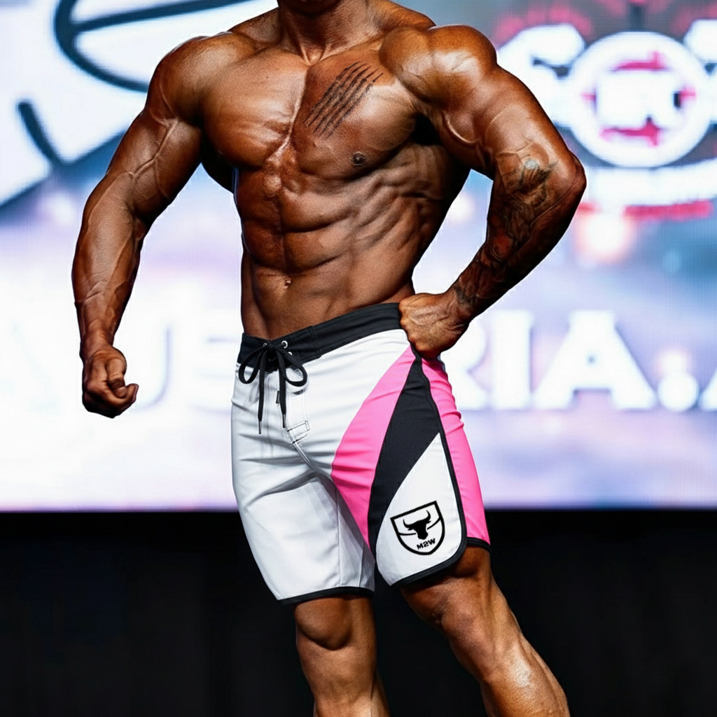 [MetroMuscleWear] IFBB Pro Mens Physique Board Short Pink (4717-02)