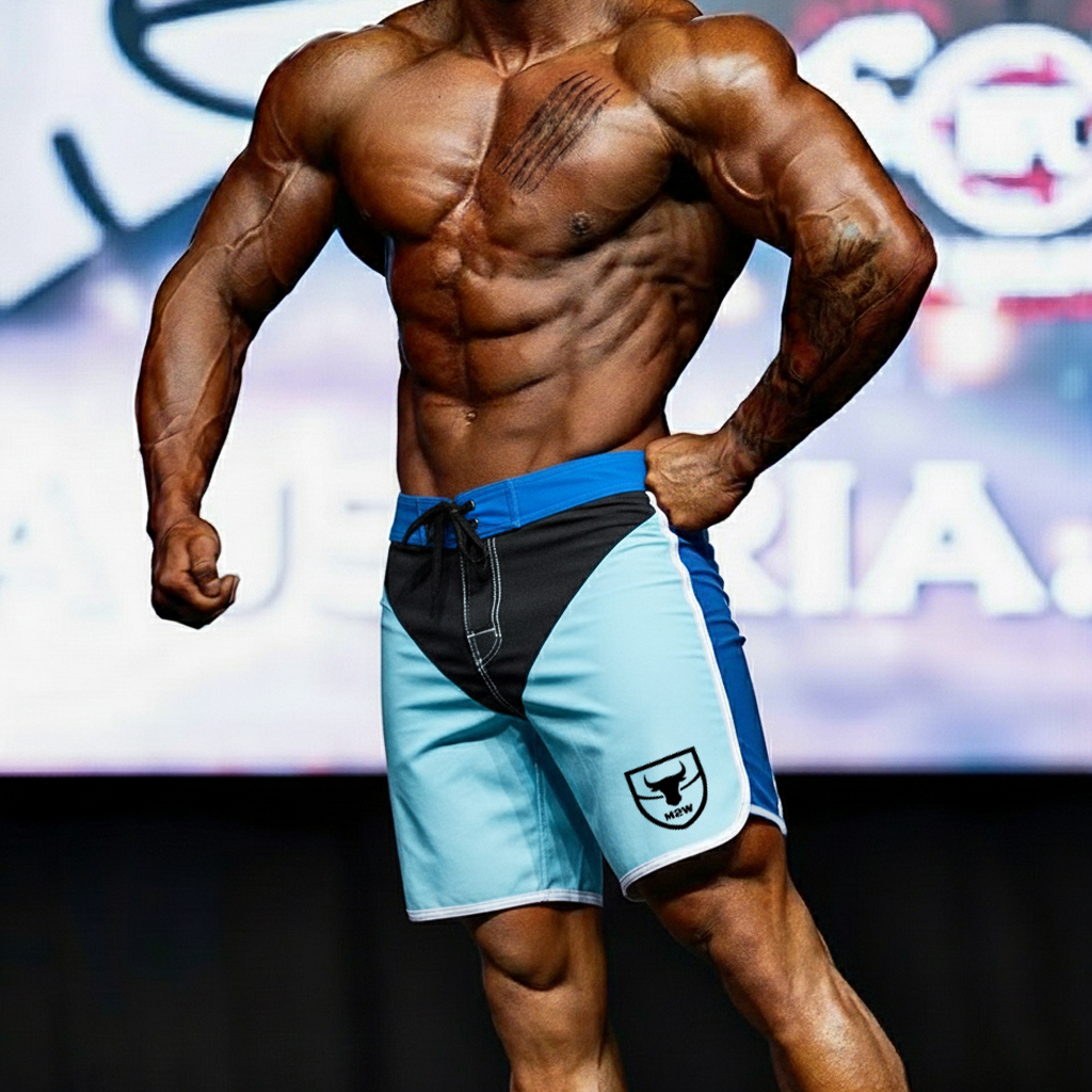 [MetroMuscleWear] IFBB Pro Mens Physique Board Short Blue (4717-08)