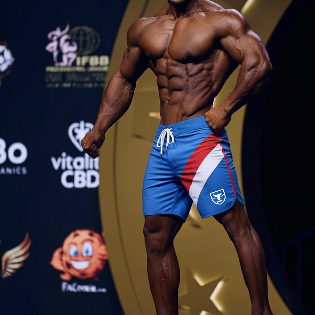 [MetroMuscleWear] IFBB Pro Mens Physique Board Short Royal (4717-18)