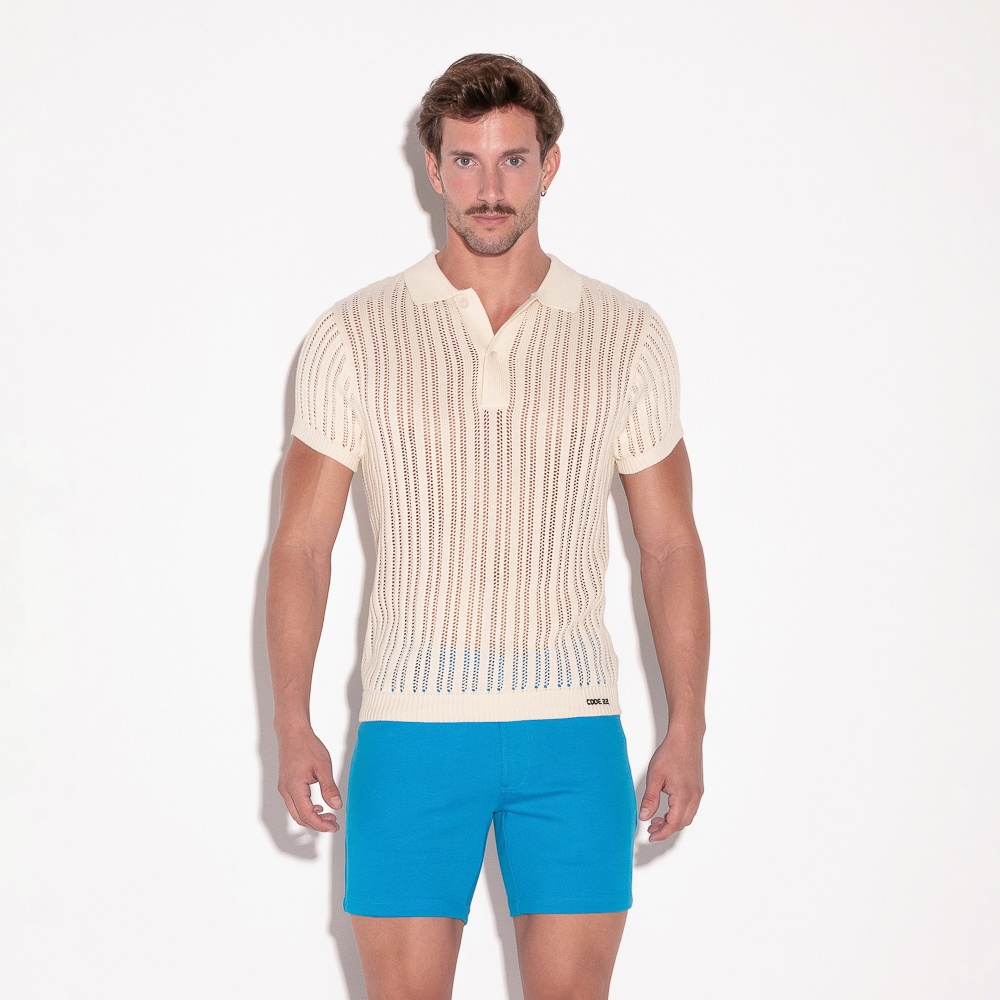 [CODE22] KNITTED STRIPE POLO OFF-WHITE (7003-35)
