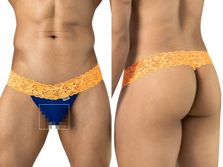 [Candyman] Lace Thongs Hot Blue-Hot Orange (95015)