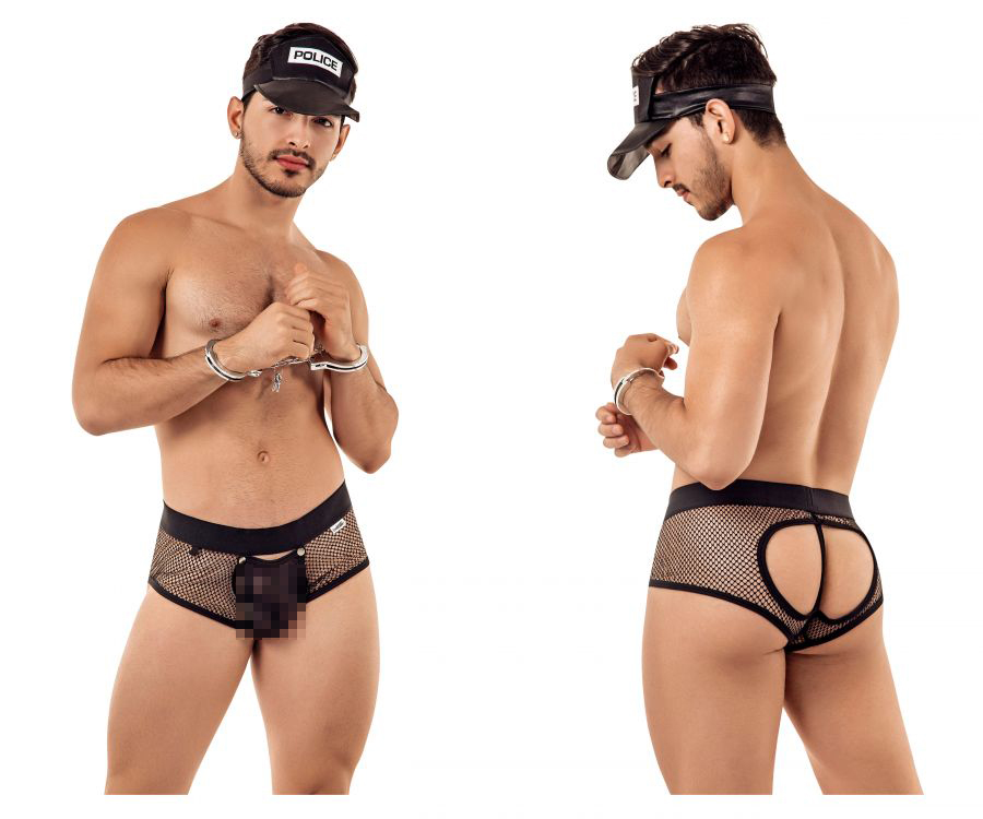 [CandyMan] Police Man Costume outfit Briefs Black (99414)