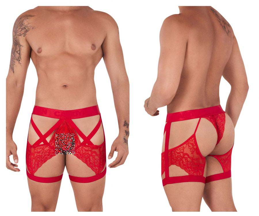 [CandyMan] Lace Garter Trunks Red (99502)