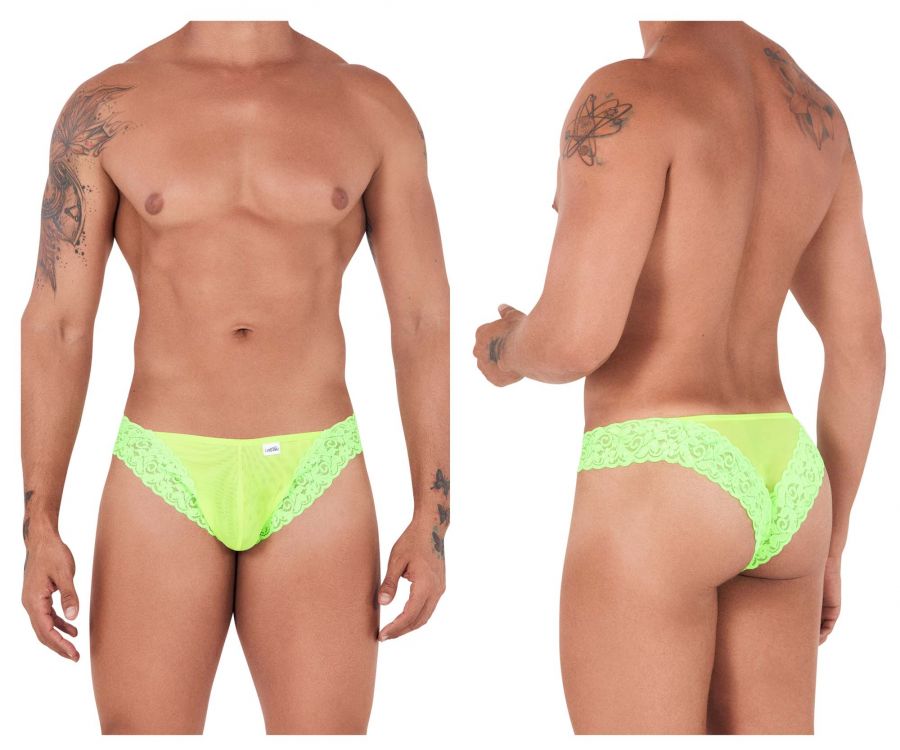 [CandyMan] Mesh-Lace Thongs Hot Green (99506)