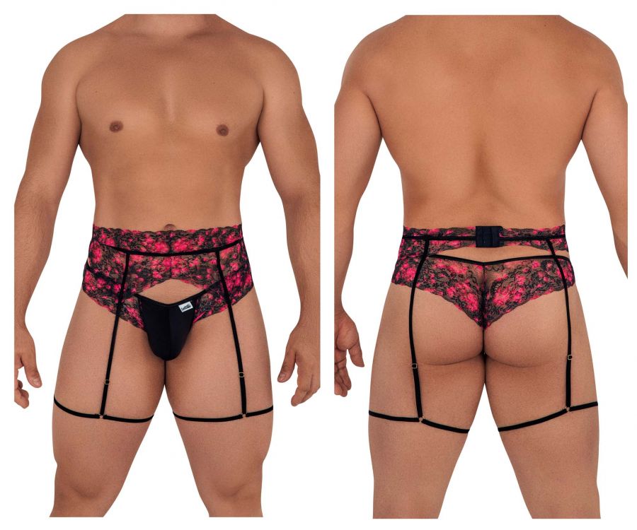 [CandyMan] Lace Garter Thongs Black (99576)