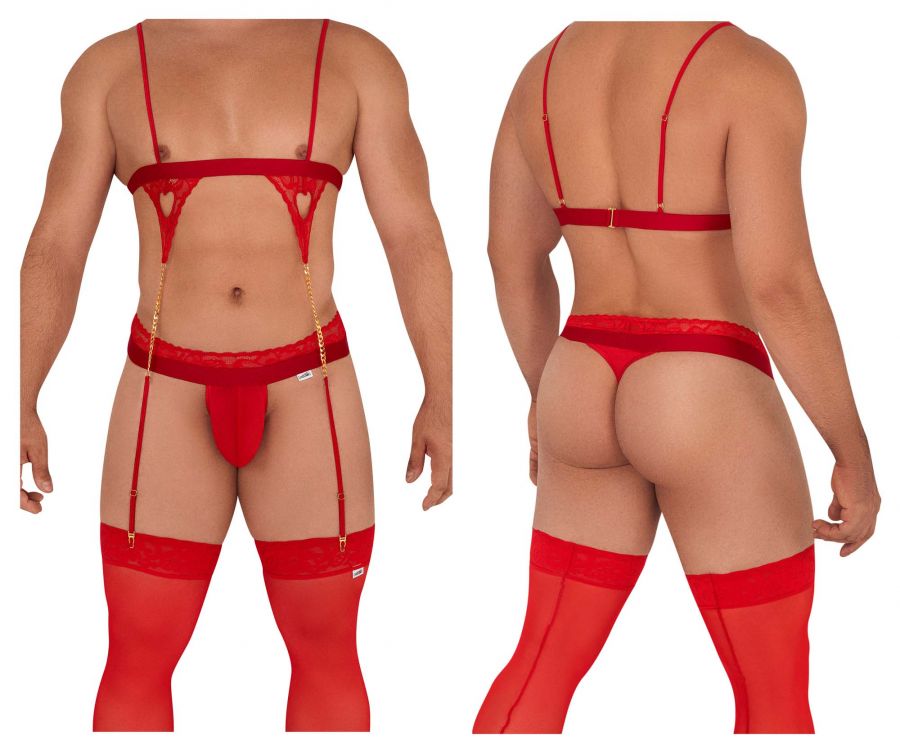 [CandyMan] Harness-Thongs Outfit Red (99581)
