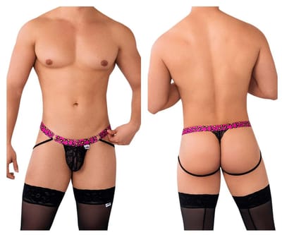 [CandyMan] Jockstrap Thongs Black-Pink (99626)
