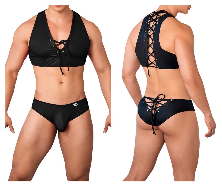 [CandyMan] Top and Brief Two Piece Set Black (99628)
