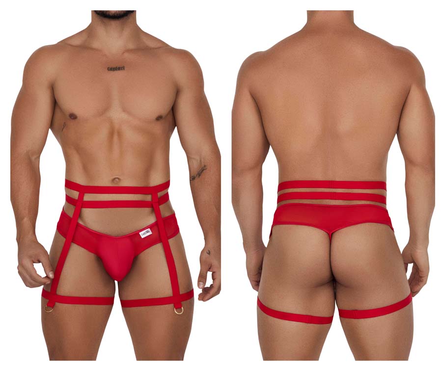 [CandyMan] Garter Thongs Two Piece Set Red (99677)