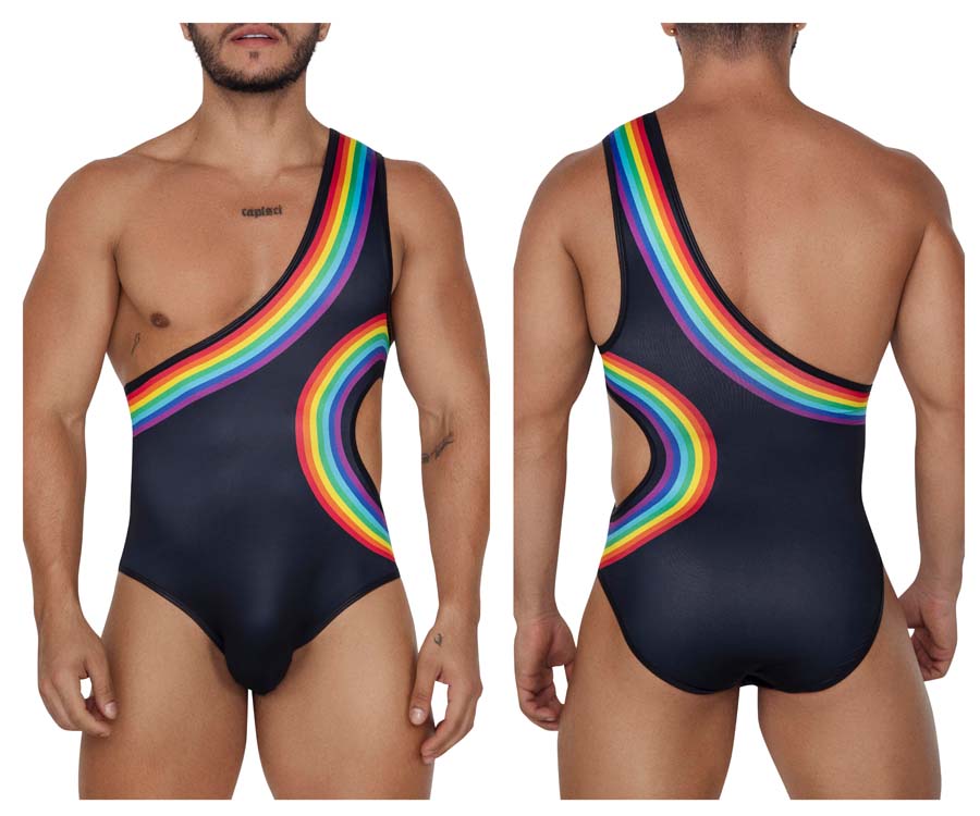 [CandyMan] Rainbow Bodysuit Black (99702)