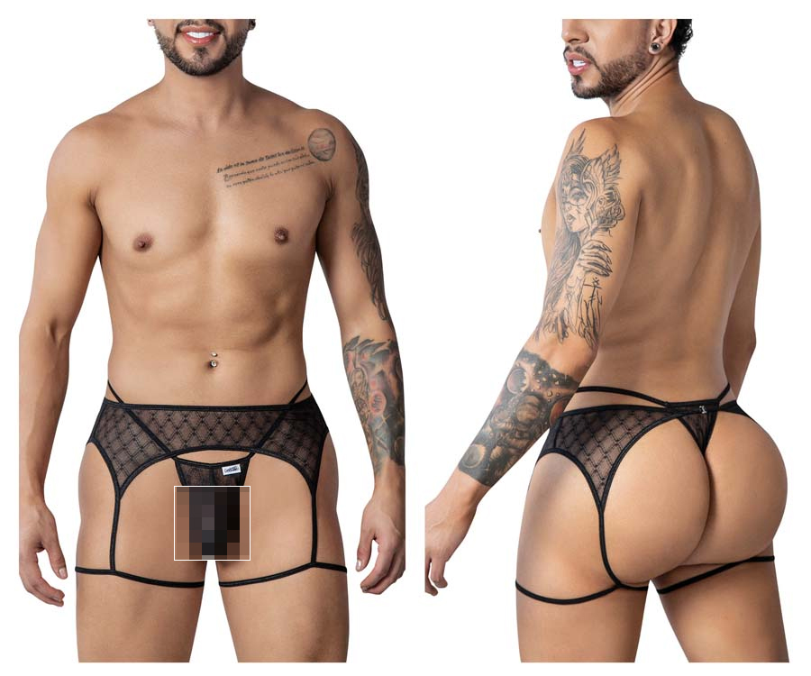 [Candyman] Geometric Mesh Thongs Black (99898)