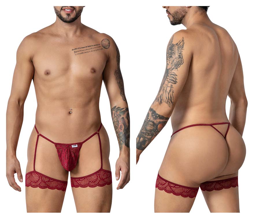 [Candyman] Garter Lace Thongs Burgundy (99906)