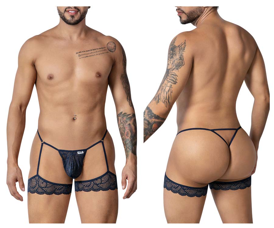 [Candyman] Garter Lace Thongs Navy (99906)