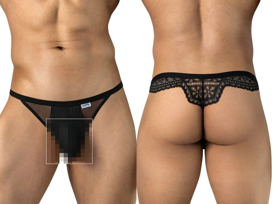[Candyman] Mesh-Lace Thongs Black (99969)