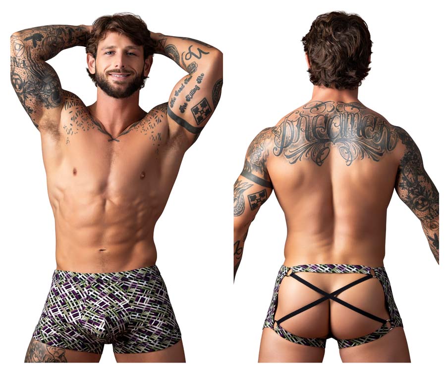 [Male Power] Gridlocked Strappy Back Short (148-303)