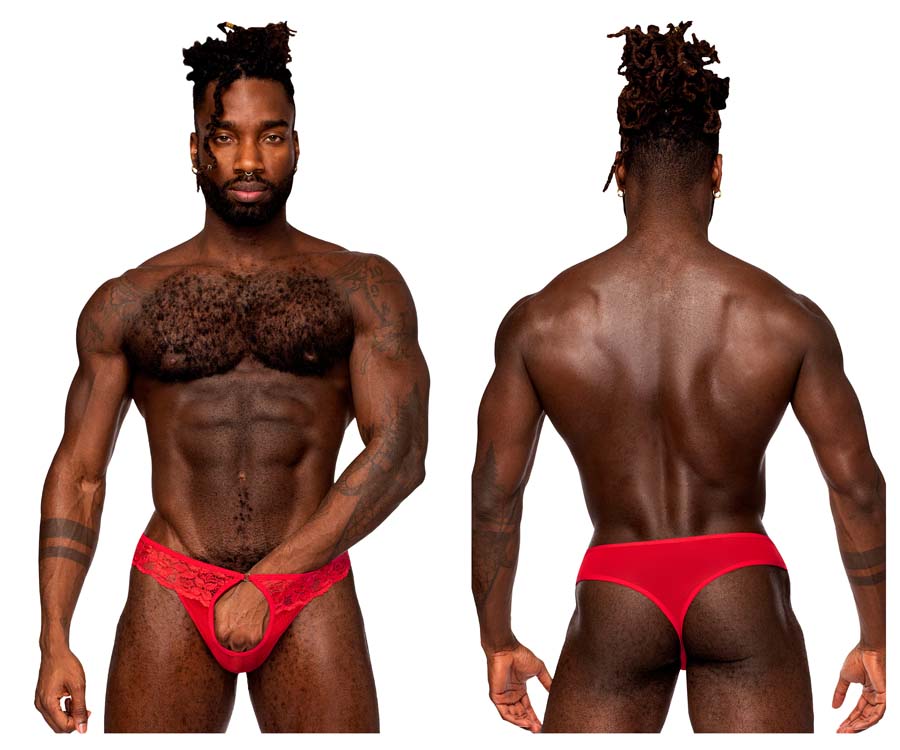 [Male Power] Sassy Lace Open Ring Thong Red (409-280)