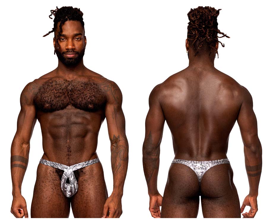 [Male Power] S-naked Criss Cross Thong Silver-Black (409-282)