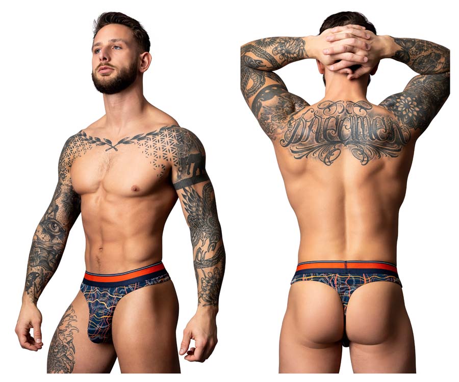 [Male Power] Soo Cumfy Thong Navy-Orange (412-299)