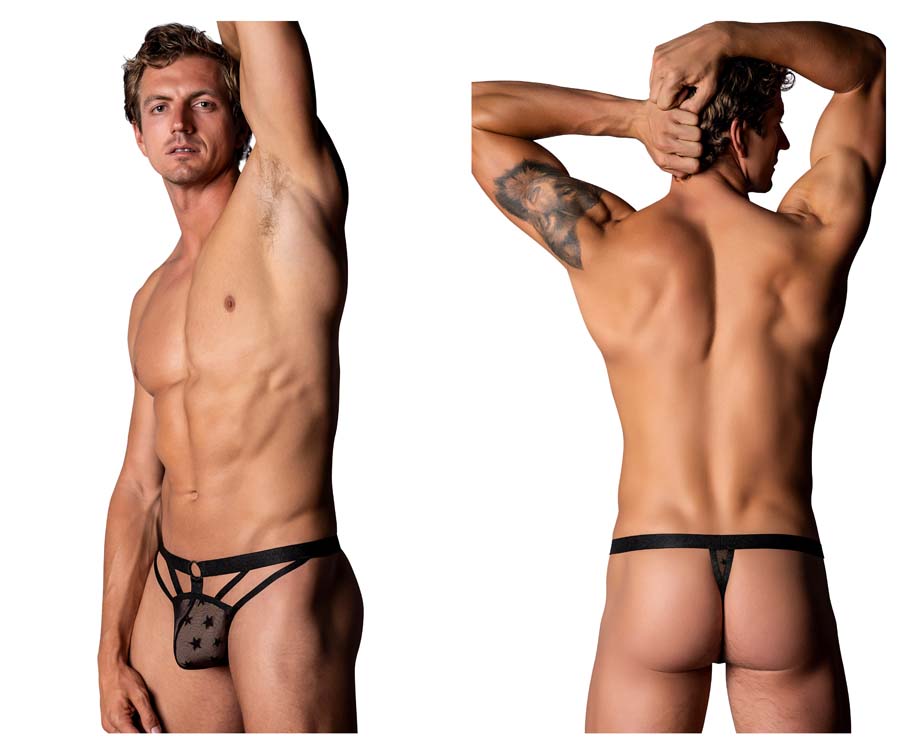 [Male Power] Love Star Thong with Ring Black (416-291)