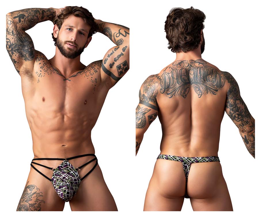 [Male Power] Gridlocked Thong Straps-Rings (419-303)