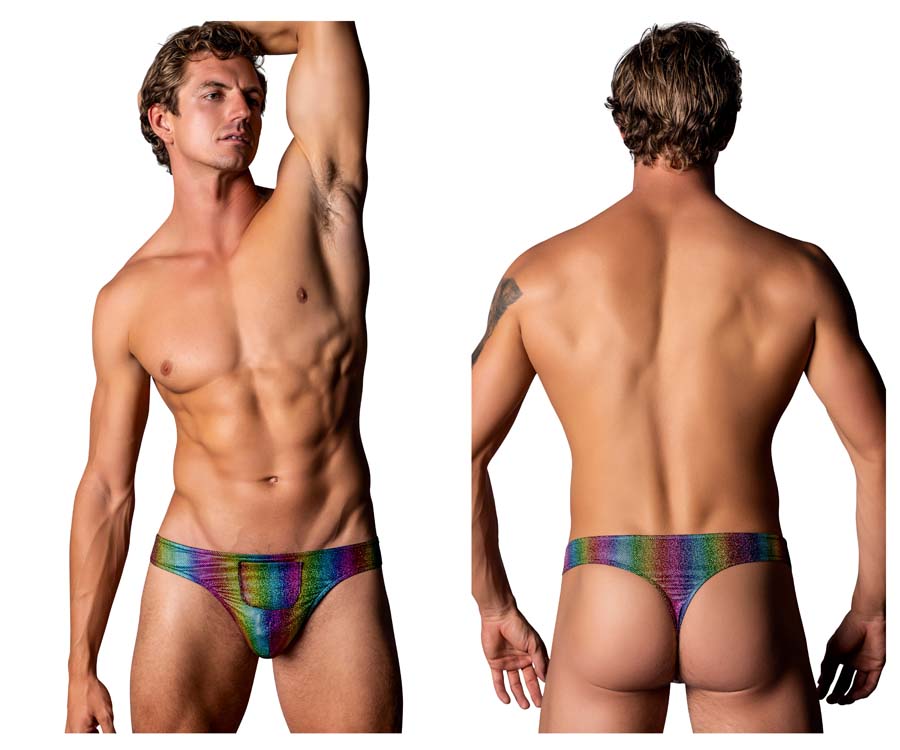 [Male Power] Pack N Play Thong with Front Condom Pouch Rainbow (421-297)