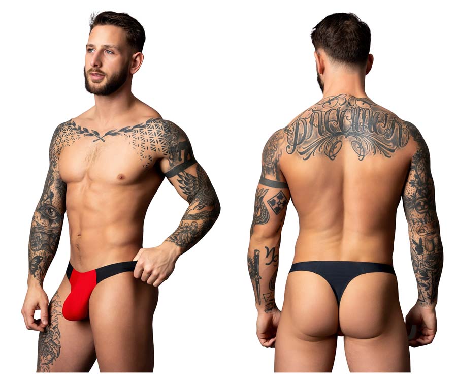 [Male Power] Hot Mesh Bong Thong Black-Red (442-300)
