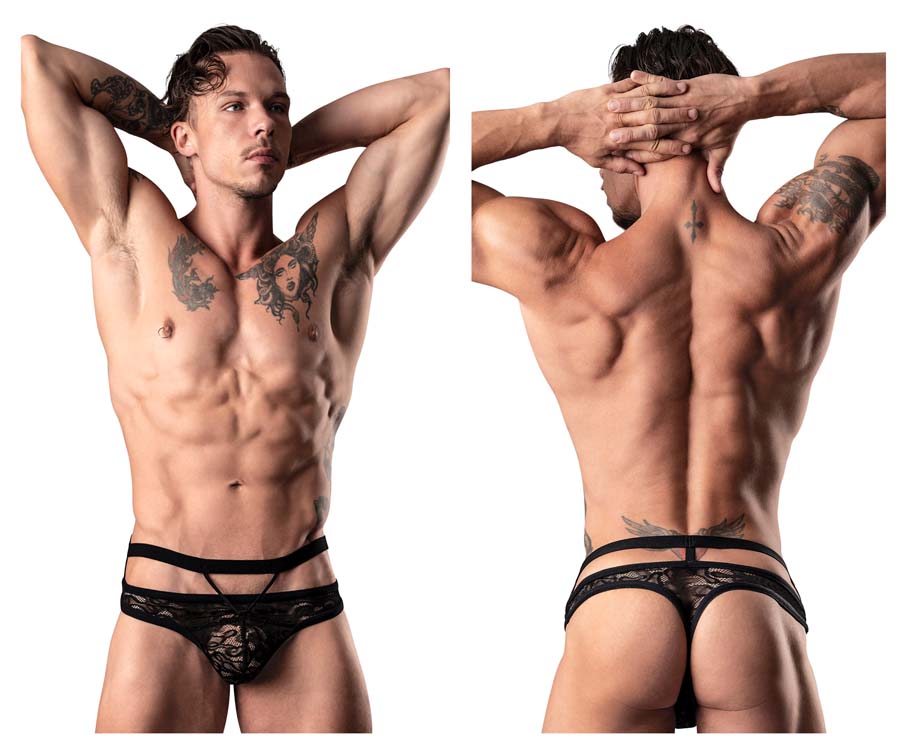 [Male Power] Lucifer Cut Out Strappy Thong Black (446-289)