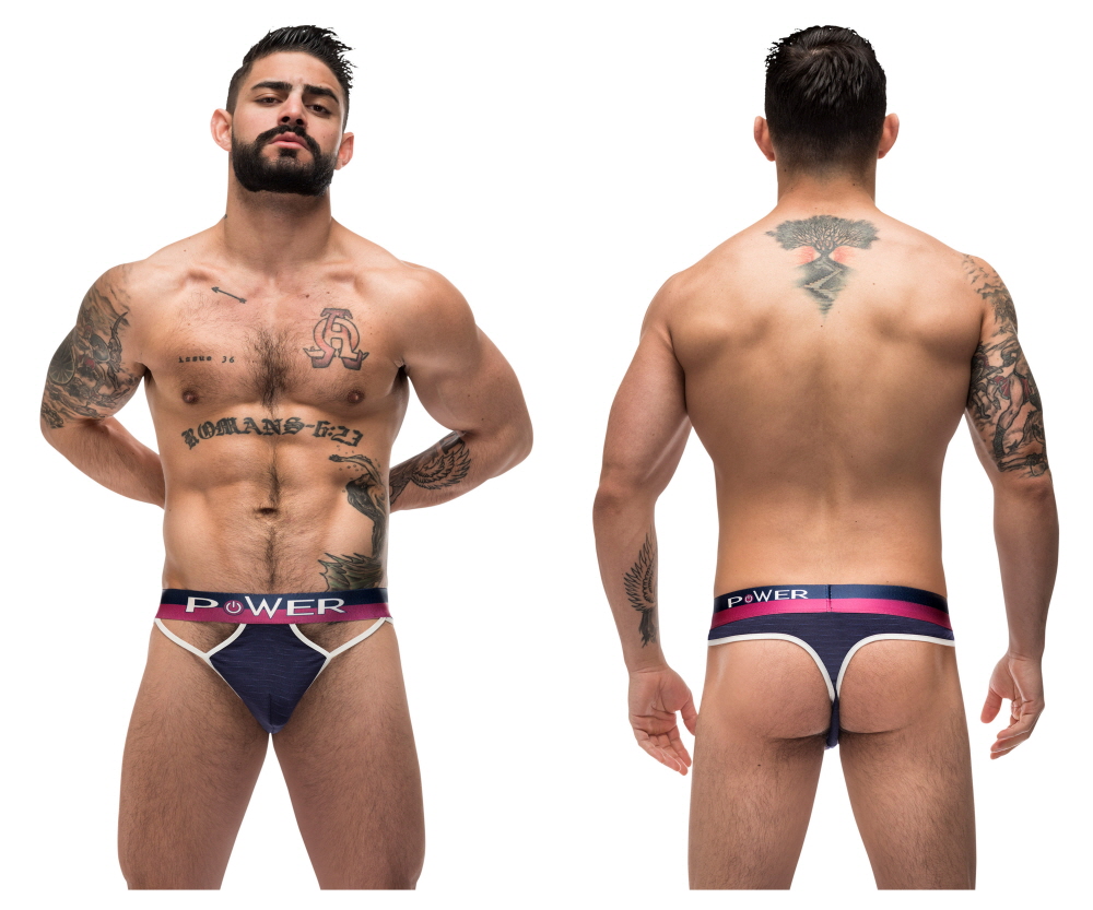 [Male Power] French Terry Cutout Thongs Navy (237-246)