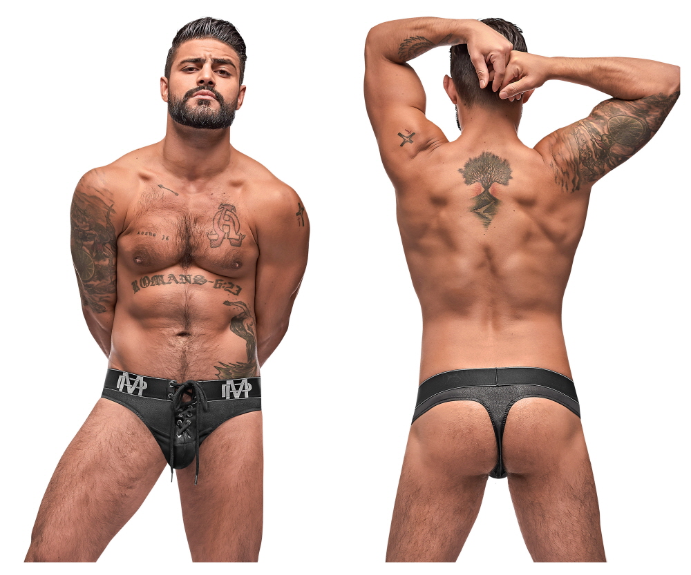 [Male Power] Black Ice Lace Up Thongs (430-250)