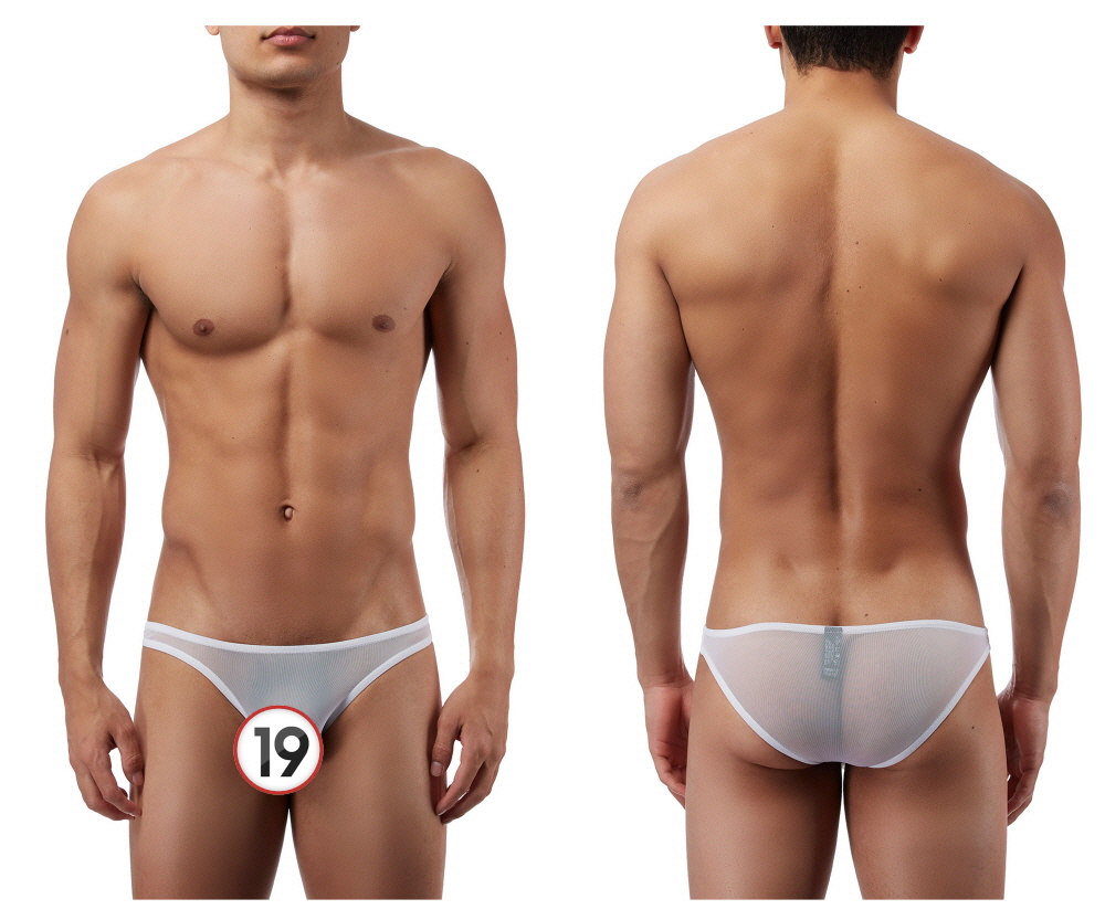 [Male Power] Euro Male Mesh Brazilian Pouch Bikini White (PAK881)