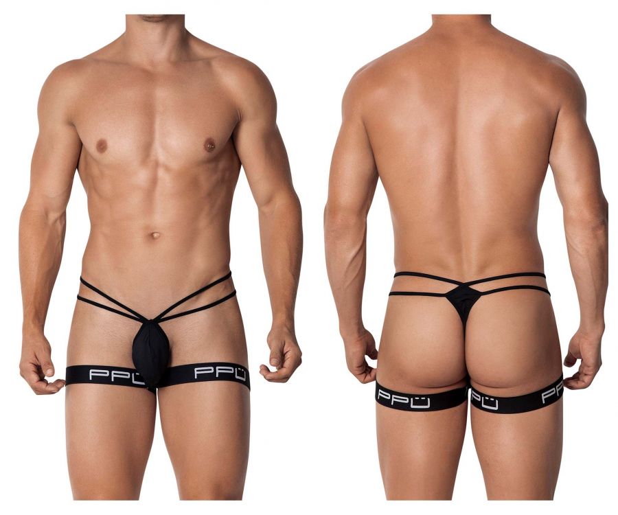 [PPU Underwear] Garter Thongs Black (2110)