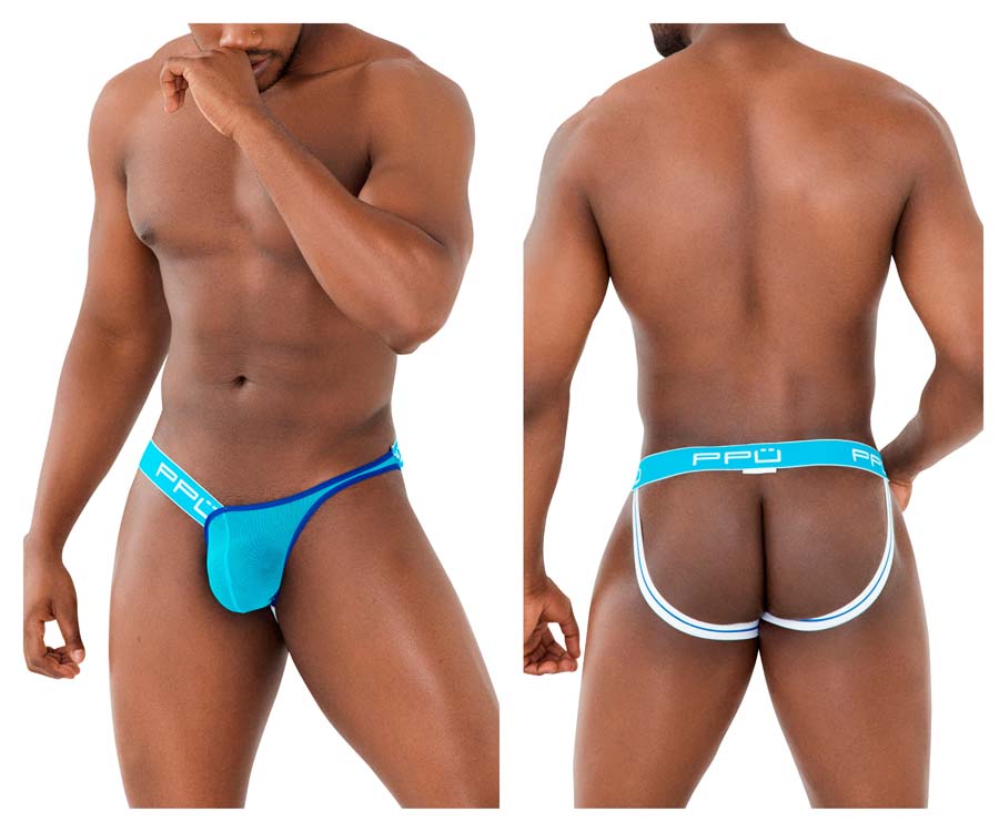 [PPU Underwear] One Side Mesh Jockstrap Turquoise (2308)