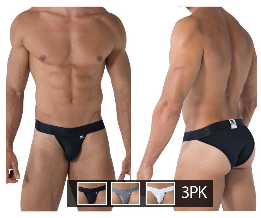[Xtremen] 3PK Big Pouch Bikini 블랙,화이트,그레이 3종 세트 (91057-3) 